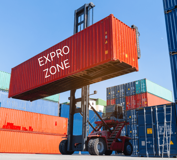 Exprozone container being loaded for export